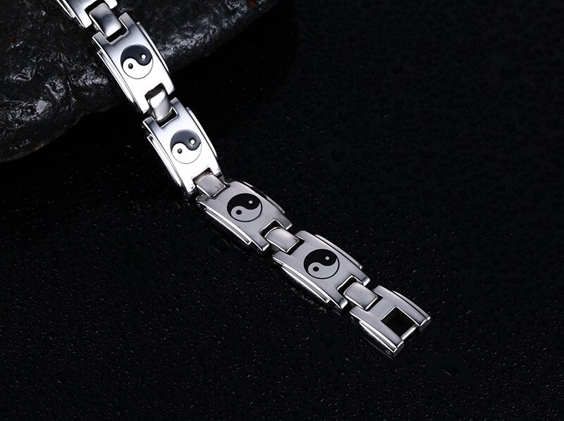 Taiji-bracelet de santé pour hommes, bijoux de montre en acier inoxydable, à la , avec aimant,