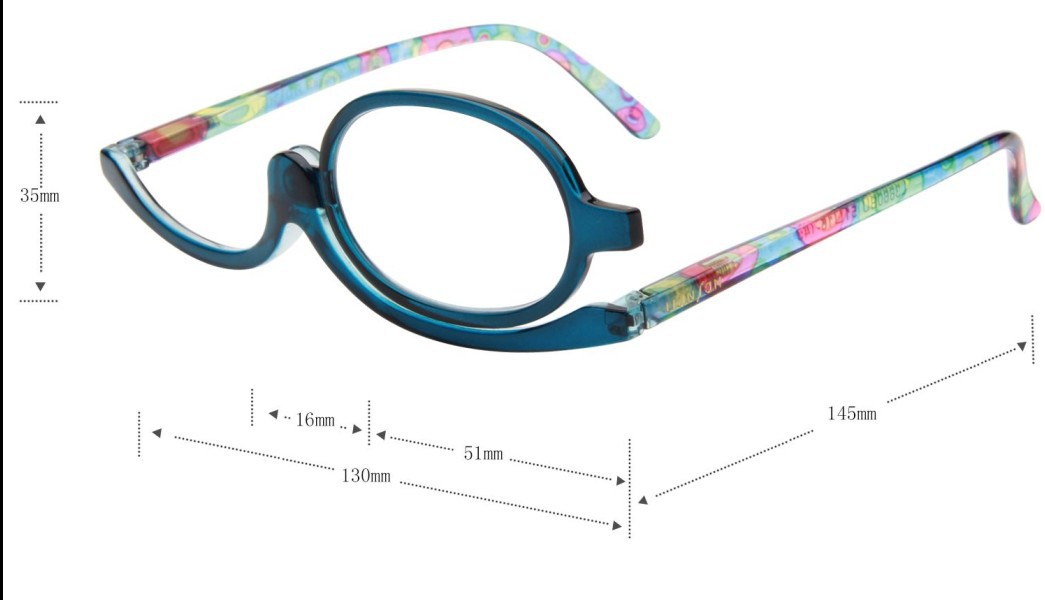 Women Magnifying Glasses Make Up Reading Glasses Folding Single Lens Presbyopic Eyeglasses Female Spotted Eyewear +1.0 To +4.0: black / +350