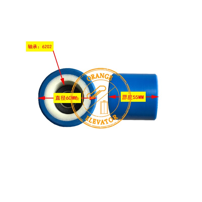 10 piezas rodillo de pasamanos para escalera eléctrica OD60mm W55mm Bearing6202