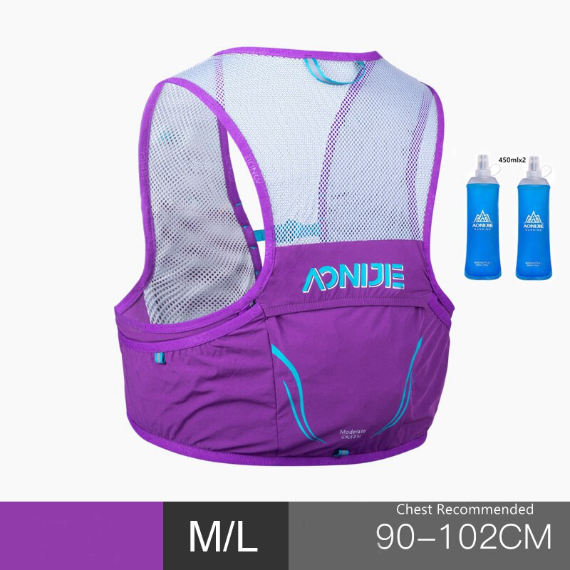 Aonijie 2.5L Ultralight Running Vest Outdoor Rugzakken Portable Hydration Pack Tassen Voor Camping Wandelen Fietsen Marathon C932S: ML  Purple Bottles