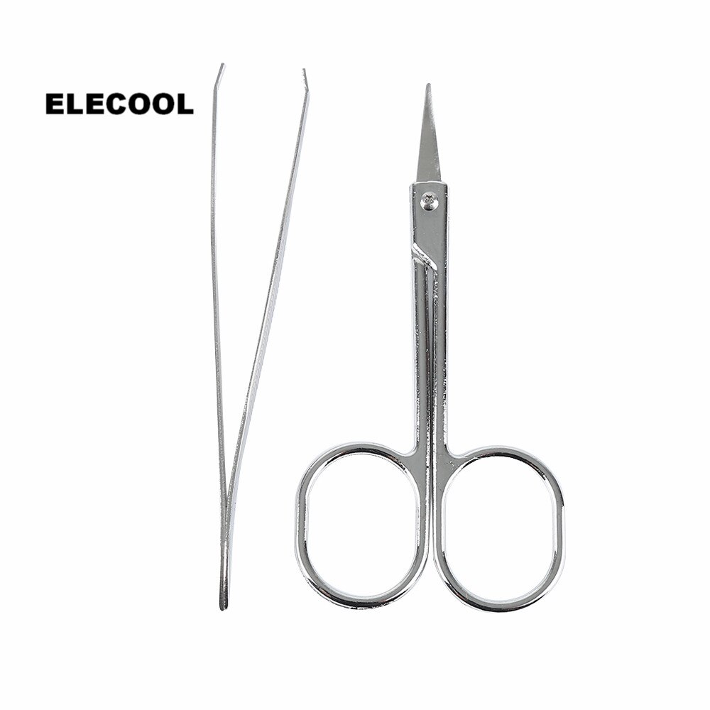 ELECOOL 2 stks -uitgevoerd Rvs Wenkbrauw Pincet Schaar Kit Wenkbrauw Clip Makeup Tools voor Vrouwen & Lady