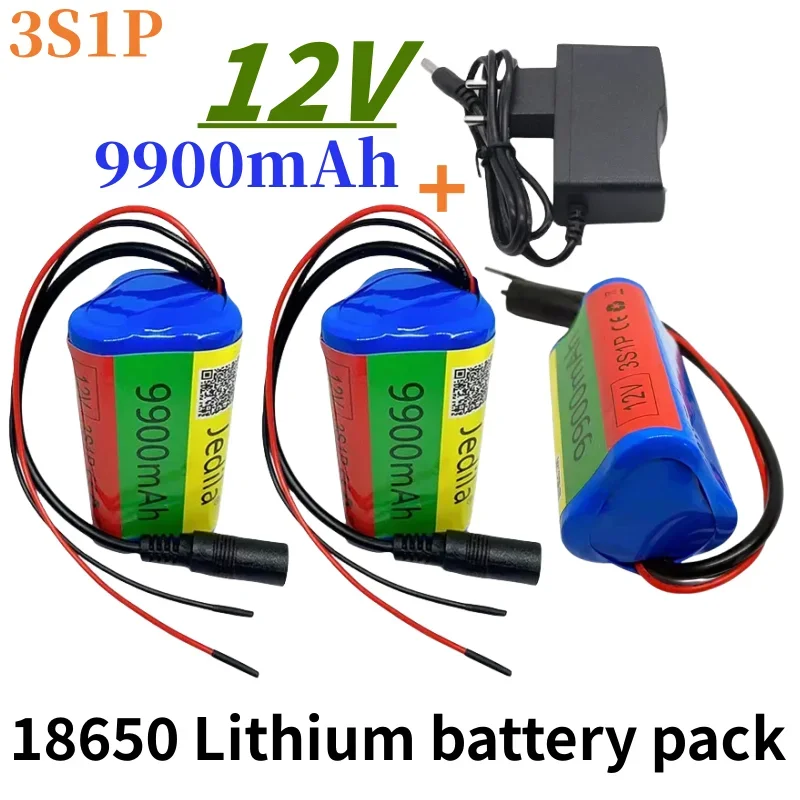 High Capacity 12V 9900mAh 3S1P Lithium Battery 18650 Lithium Battery Pack Protects The Rechargeable Board. 12.6V1A Charger.