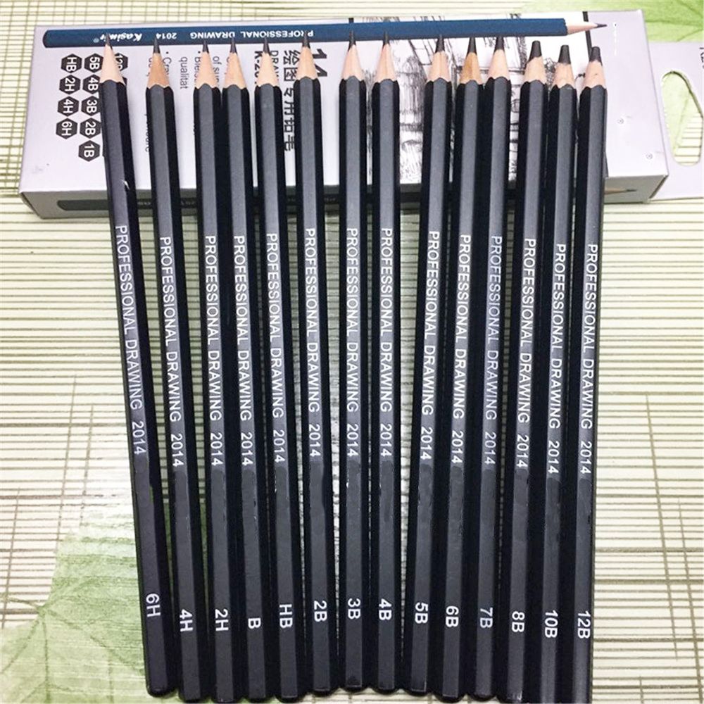 14 stk/sæt træskitse blyanter 12 b 10b 8b 7b 6b 5b 4b 3b 2b grafit kunst manual tegne pen kontor skole papirvarer: Default Title