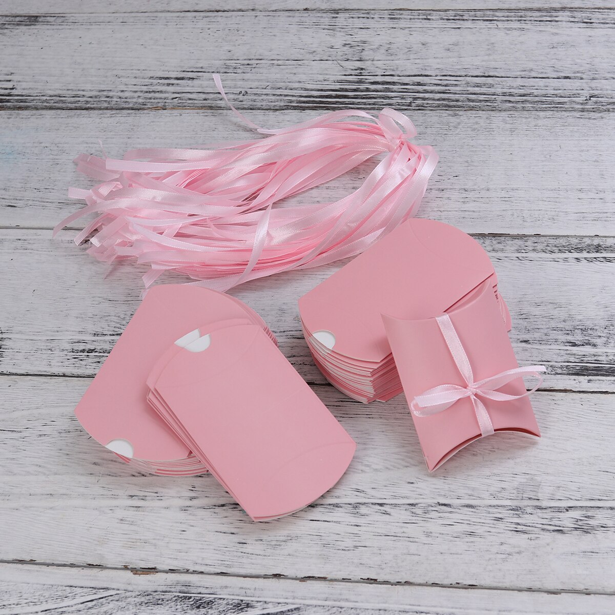 100pcs Wrap Storage Candy Boxes Lovely Paper Pillow Shape Packaging Bags Box Party Supplies for Birthday Wedding