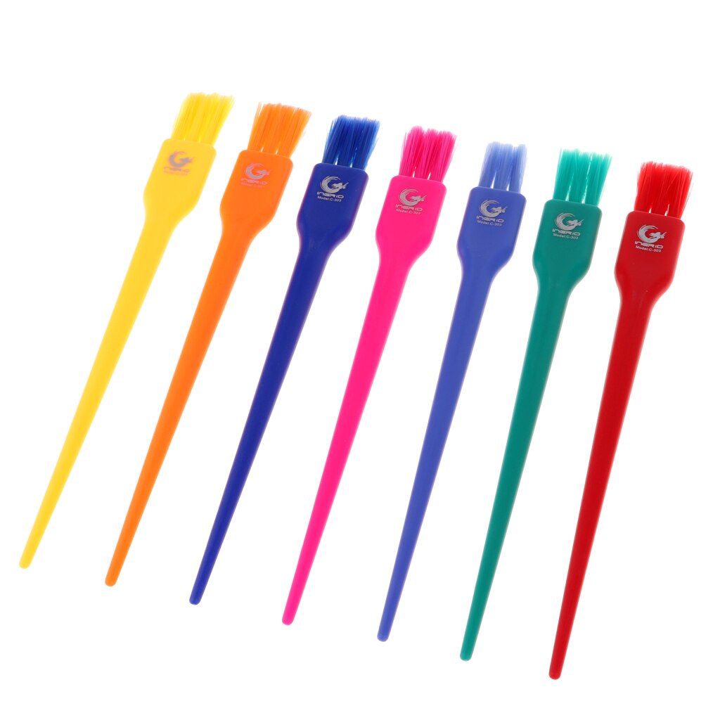 Juego de pinceles para teñir el cabello, Set de 7 pinceles de colores para salón de belleza, sintético, para resaltar y teñir el cabello, DIY: S