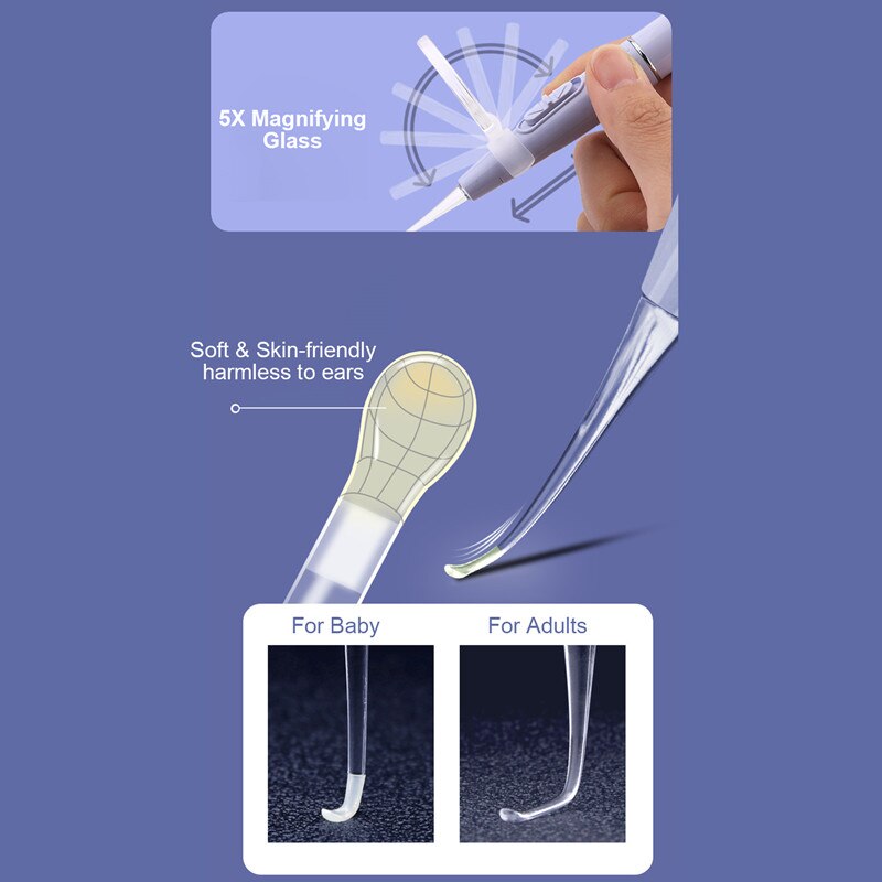 Pince à épiler les oreilles outil d'élimination de la cire d'oreille avec lumière LED loupe nettoyeur des oreilles pince à épiler pour enlever la cire d'oreille soins des oreilles