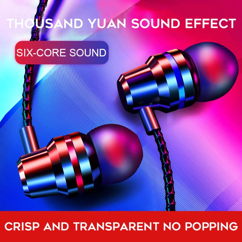 2020 przewodowe słuchawki podwójny rura stereofoniczny wgłębienie metalowe słuchawki robić gier pleciony drut wielobarwność muzyka słuchawki dla Xiaomi dla Huawei