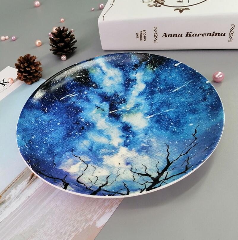 Scandinavische Stijl Keramische Star Sky Plaat Ontbijt Dessert Fruit Bruiloft Platen Woondecoratie Portie Schotel Keuken Gereedschap: 6