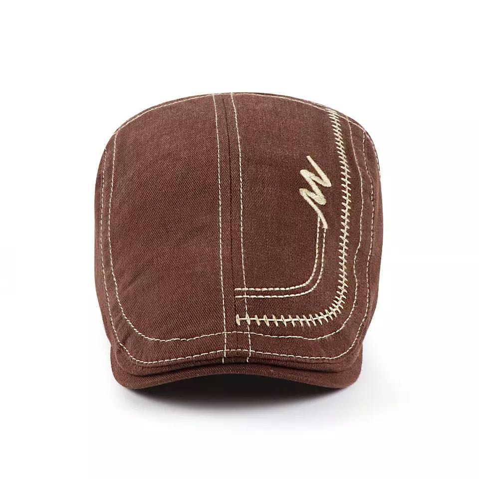 Casquettes gavroche classiques pour hommes, chapeau bec de canard en coton lavé, broderie en coton, casquette plate réglable, béret de boulanger vintage