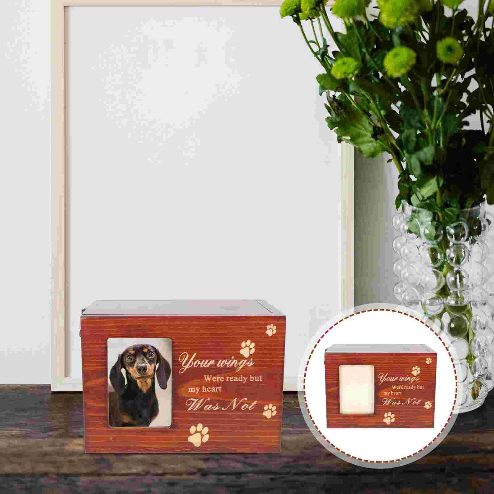 Pet Urn Bone Ash Box Pet Keepsake Cats Dogs Cinerary Casket Box with Photo Frame: Default Title