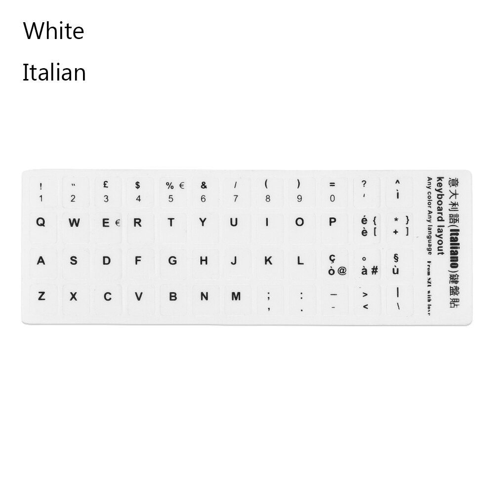 Halksäkra slitstarka ryska bokstäver tangentbord klistermärken för laptop vattentäta tangentbord klistermärken engelska alfabetet layout arabiska: W-italienska