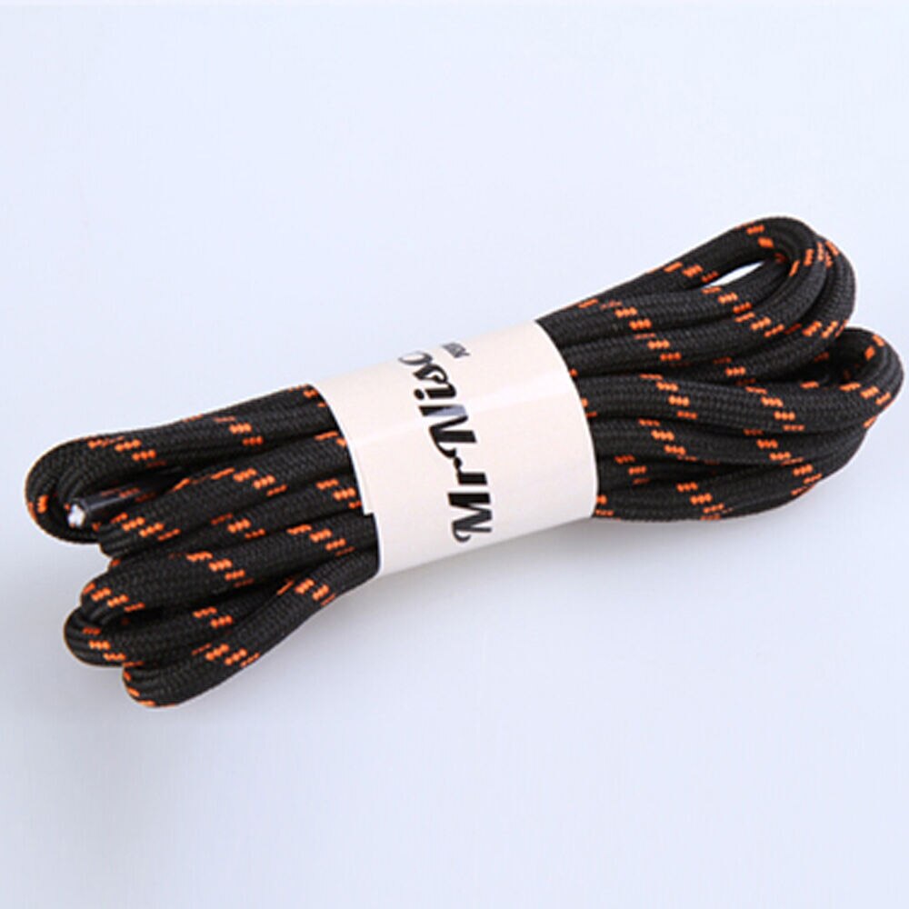 Lacets ronds longs et solides pour la marche en plein air, 1 paire: Black- Orange