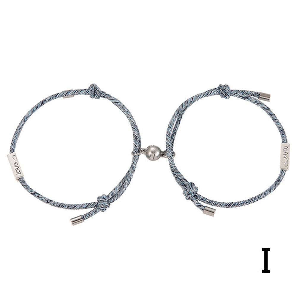 2 unids/set de pulsera emparejada para amantes imán distancia pareja Braslet para niña niño cuerda trenzada: I