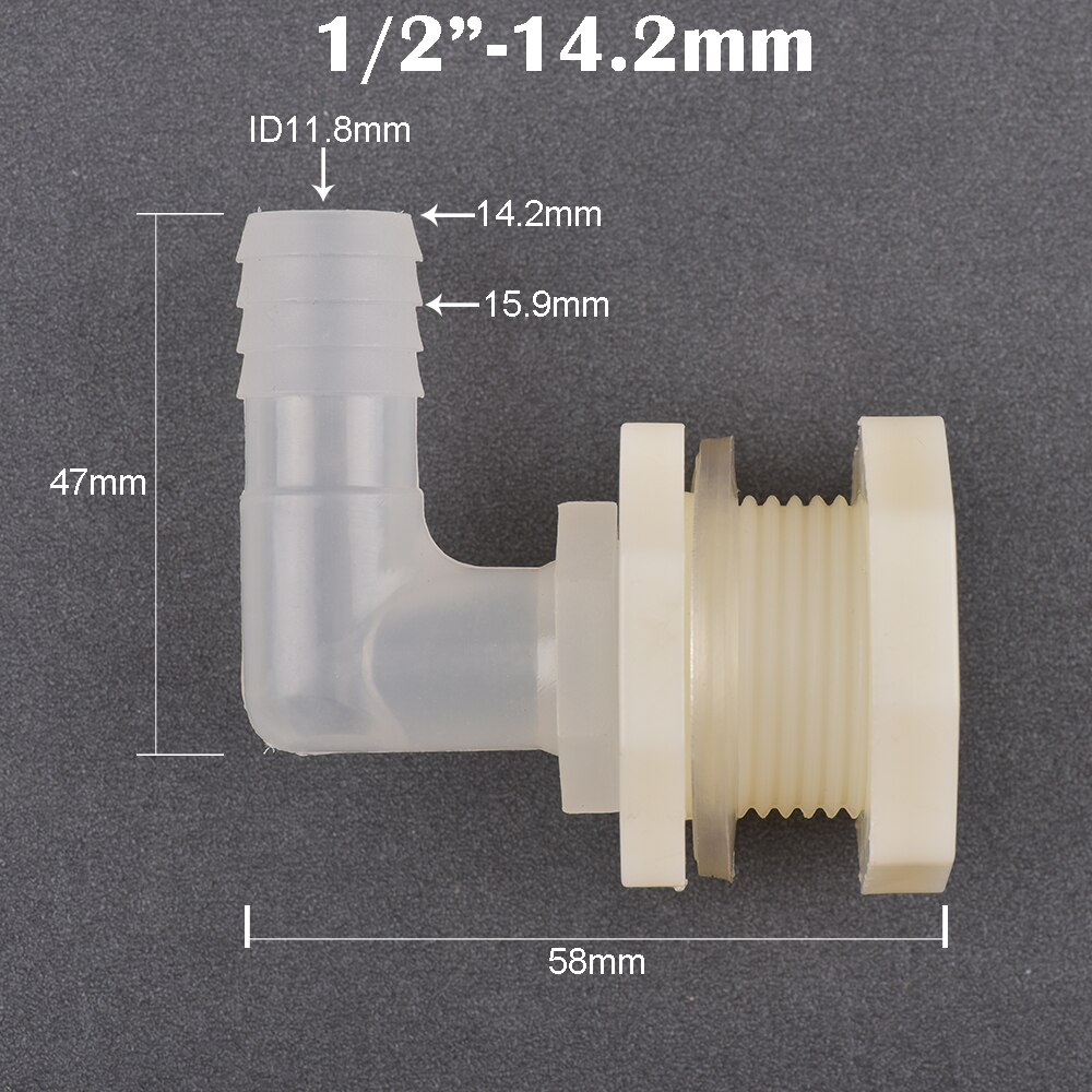 1 Set Abs 1/2 Inch Tot 6.4 ~ 20Mm Elleboog Watertank Connector Aquarium Tuin Irrigatie Slang Gezamenlijke Water pijp 90 Graden Adapter: 14.2mm