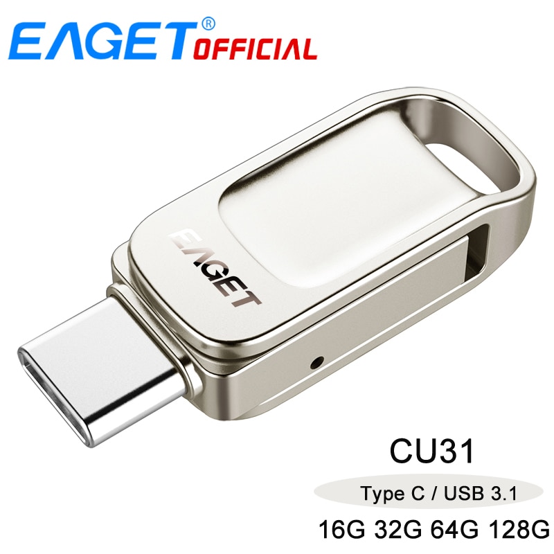 EAGET CU31 32GB/64GB/128GB USB del Metallo 3.0/Tipo-C veloce unità di Memoria di archiviazione del Bastone OTG Tipo C penna unità mini U Disk per PC