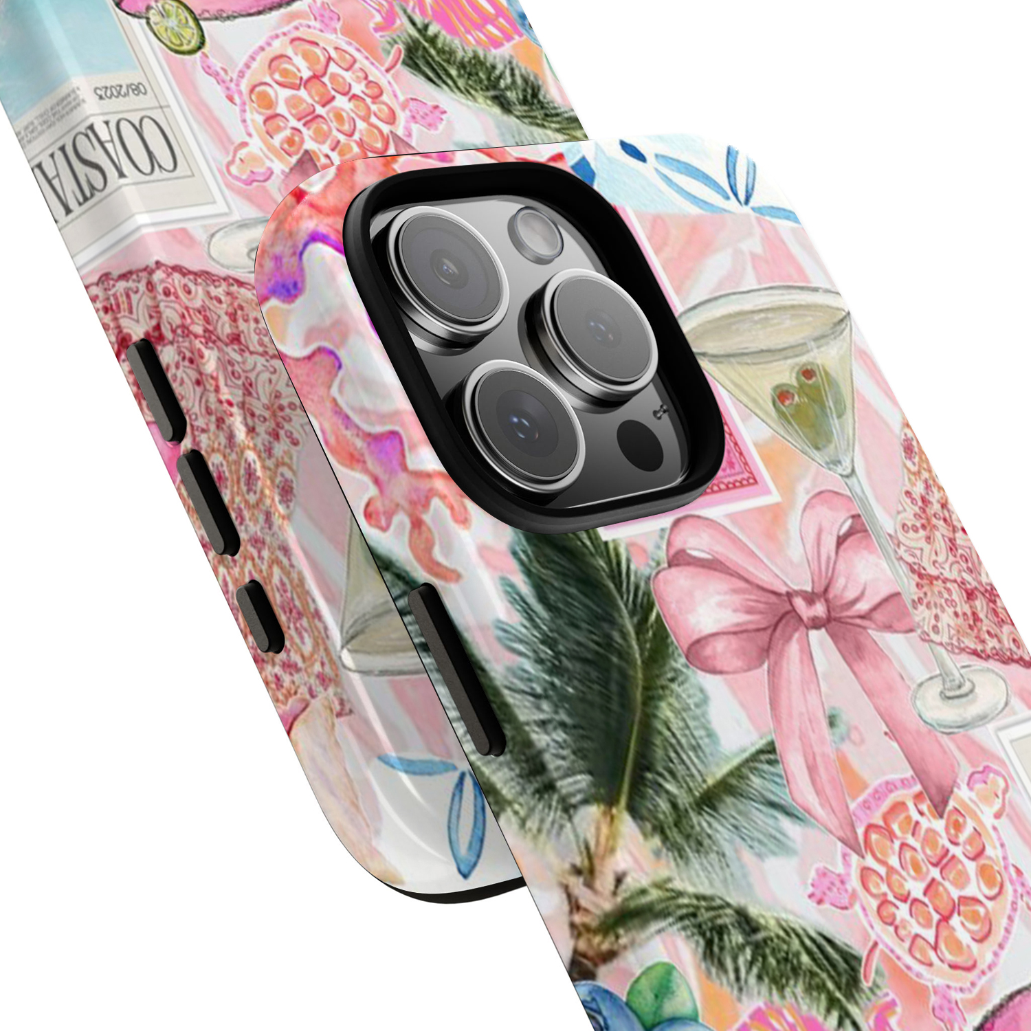 Custodia per telefono Summer Food Pink Collage per Iphone 16 15 14 13 12 11 Pro Max 13Mini 12Mini XSMAX XR X 7 8 Plus