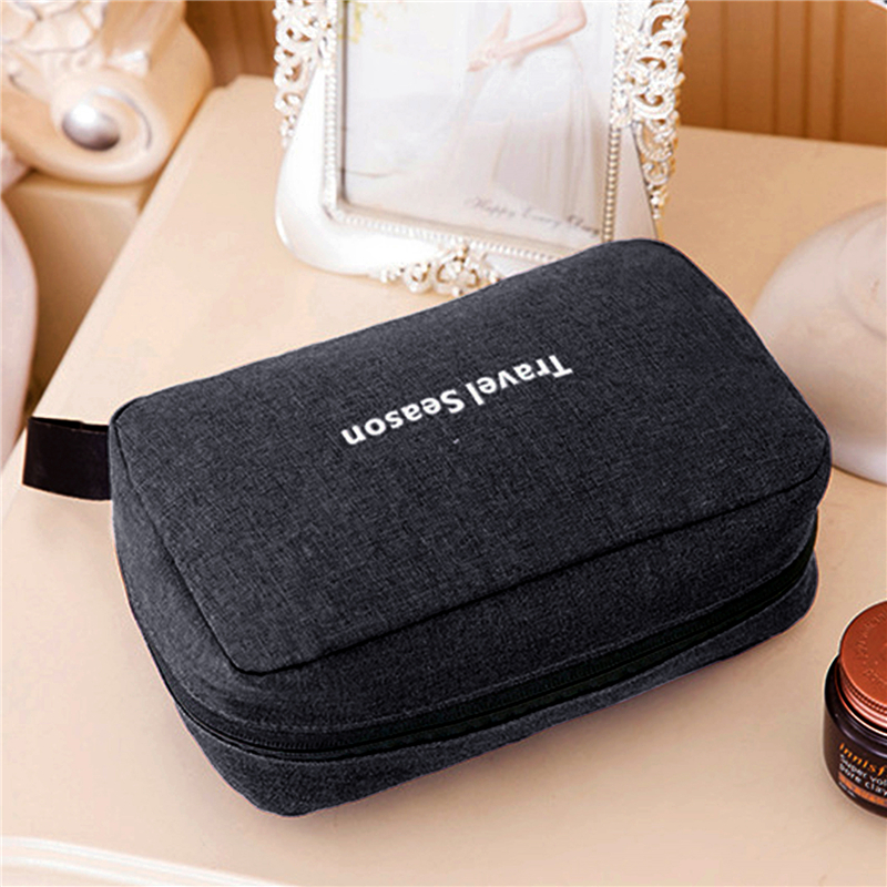 Hommes femmes toilette maquillage cosmétique trousse de maquillage pochette voyage organisateur pour trousse de toilette insérer beauté douche nécessaire vanité: Black