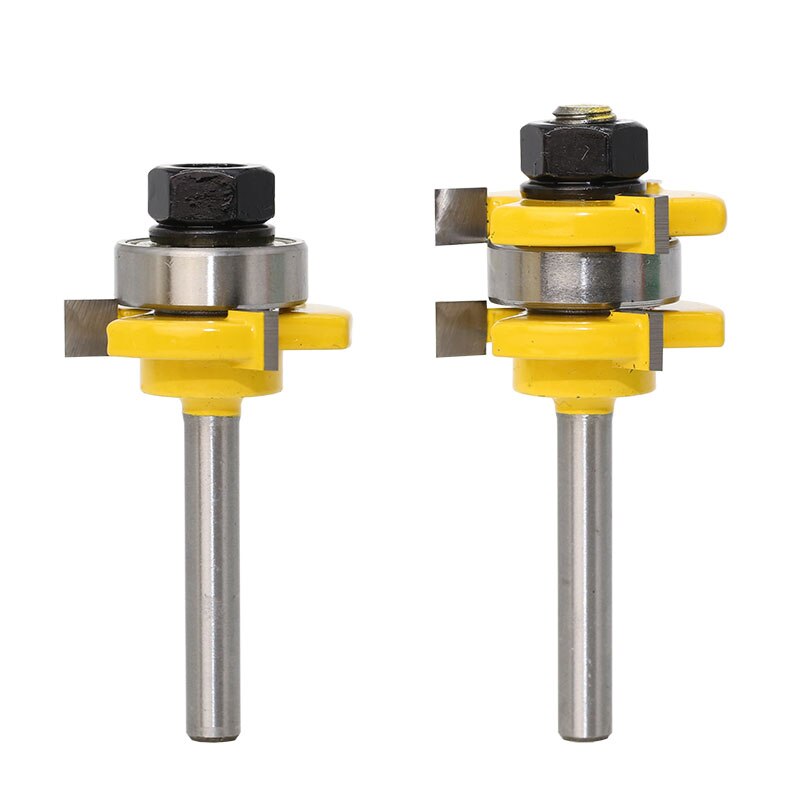 2 Bit Tongue and Groove Router Bit Set - 1/4" Shank - Shaker Woodworking Chisel Cutter Tool-RCT 15212