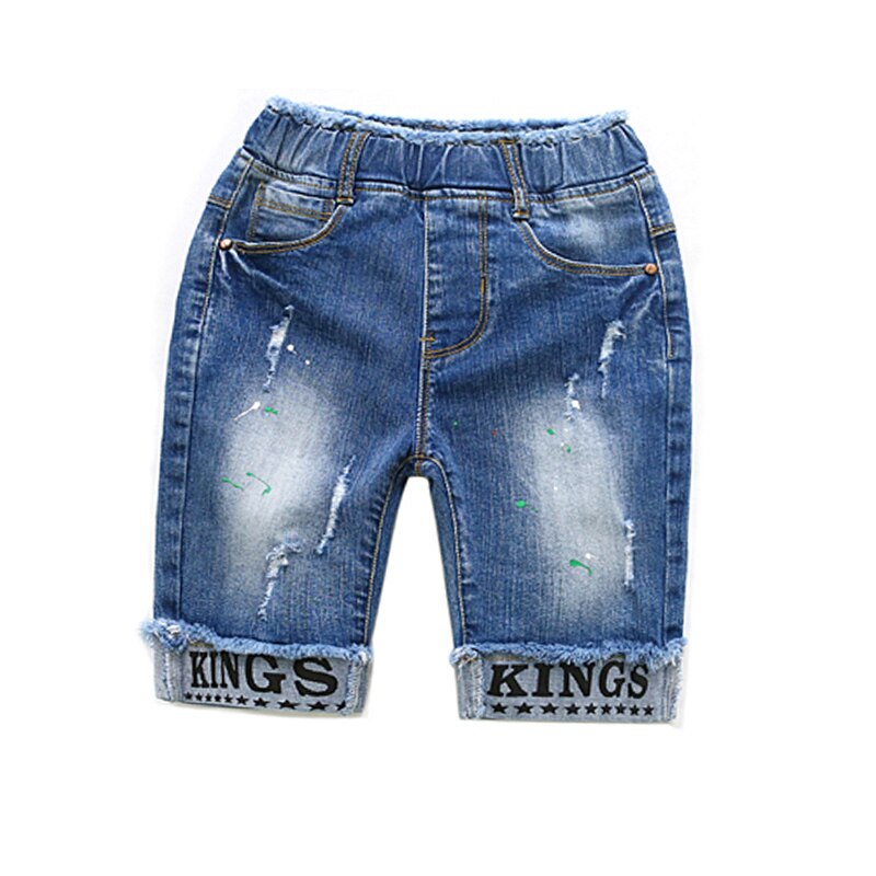 Drengebukser børnetøjstøj denim sommer drengeshorts knælængde leggings store børn afslappet 100%  bomulds brevbukser