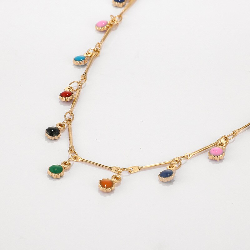 Authentieke Legering Bohemian Stijl Sleutelbeen Keten Kleurrijke Kleine Zonnebloem Ketting Voor Vrouwen Diy Sieraden