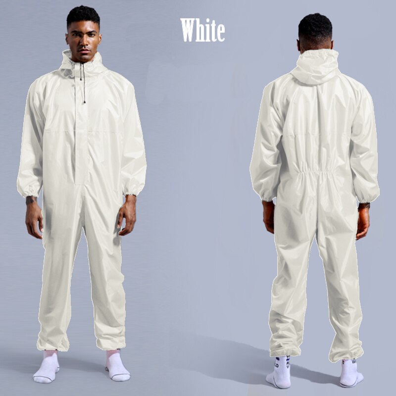 Waterdichte Overall Hoed Olie Slijtvaste Werk Veiligheid Kleding Regenjas Voor Sparying Schilderen Fabriek Kleren Totale Pak: White / XXL-180