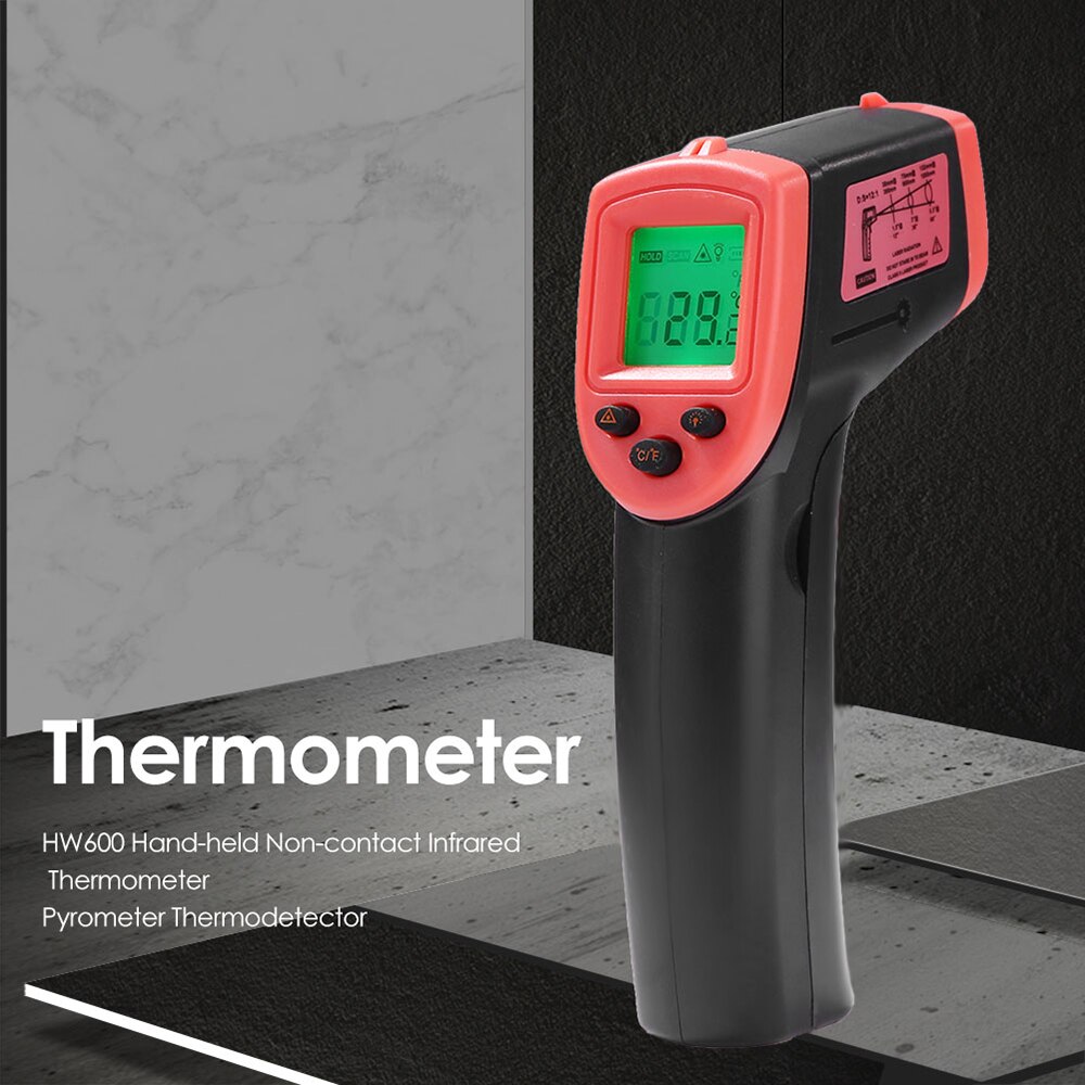 HW600 Handheld Non-contact Infrarood Thermometer Lcd Display Temperatuur Meter, Digitale Ir Industriële Thermometer