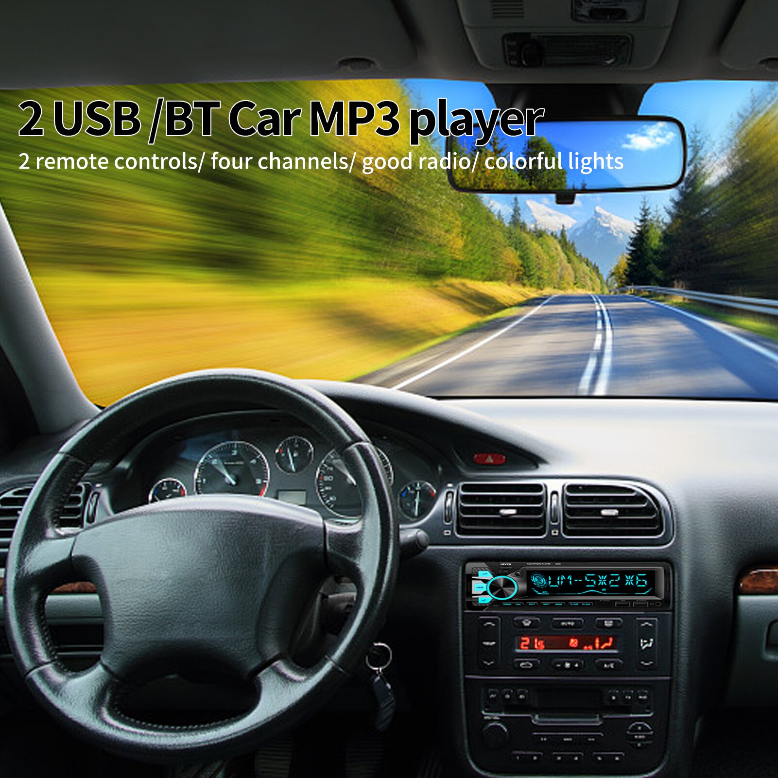 Hevxm 7 Gekleurde Screen Fm/U/Tf/MP3 Speler Auto Radio Stereo Bt Afstandsbediening Dual Usb opladen 1 Din In-Dash Car Audio Radio