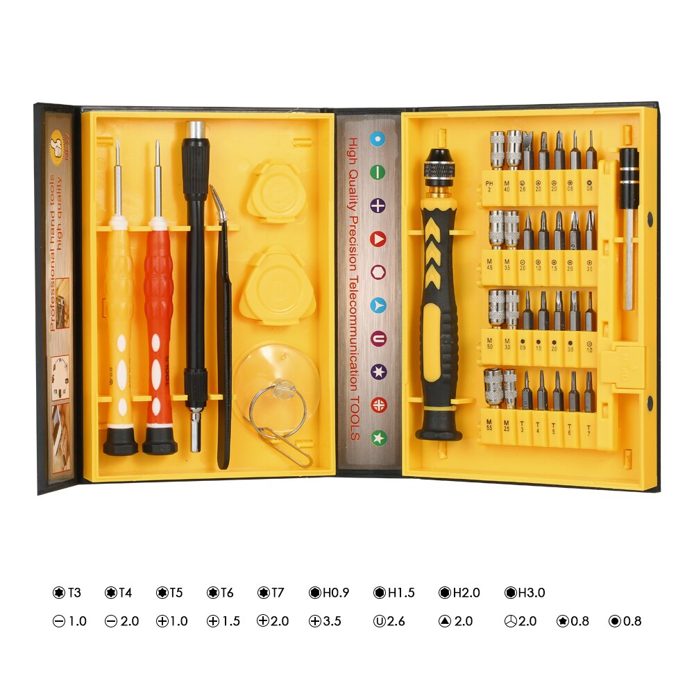 38 en 1 multi-tul précision tournevis ensemble outil de télécommunication Torx Hex fendu Phillips outils de réparation pour téléphone portable ordinateur portable