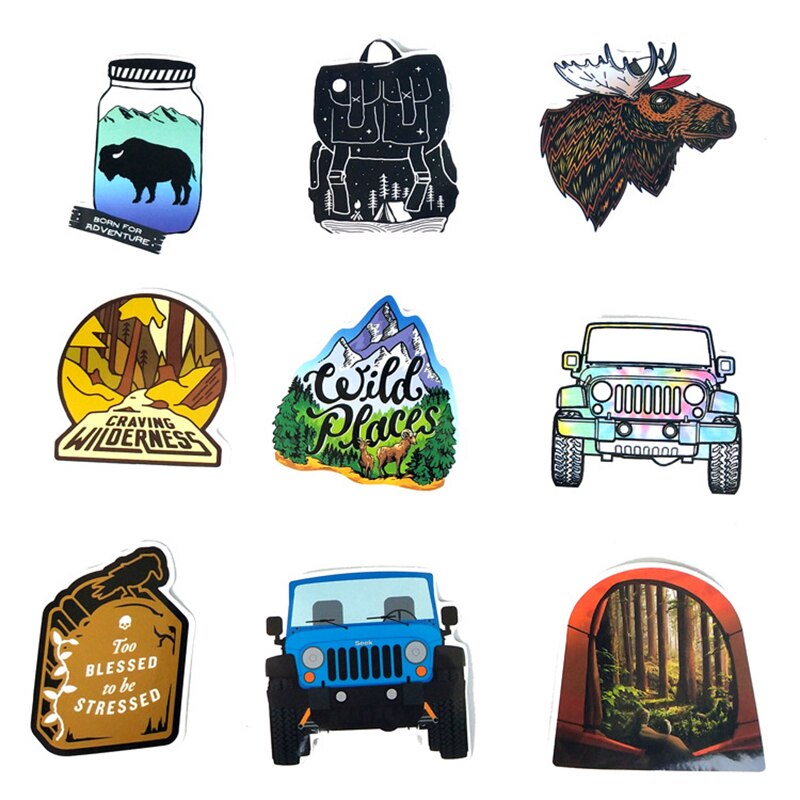65Pcs Outdoor Adventure Computer Sticker Explore Nature Climbing Camping Travel Waterproof Laptop Decals For MacBook/HP Notebook