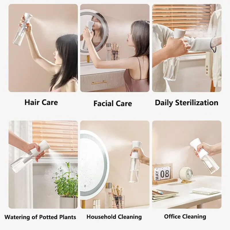 Continuous Spray Bottle with Ultra Fine Mist Refillable Versatile Water Sprayer for Hair, Home Cleaning, Salons, Plants and More