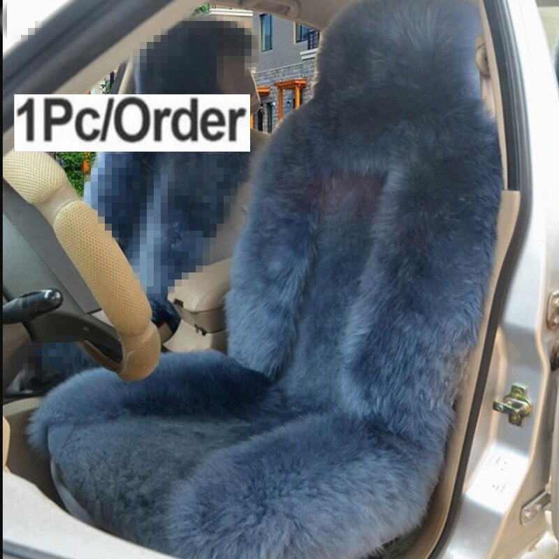 1 pièces 100% naturel fourrure australien en peau de mouton couverture de siège de voiture cheveux longs universel coussin siège de voiture protecteur fourrure housse de siège: 1pcs gray