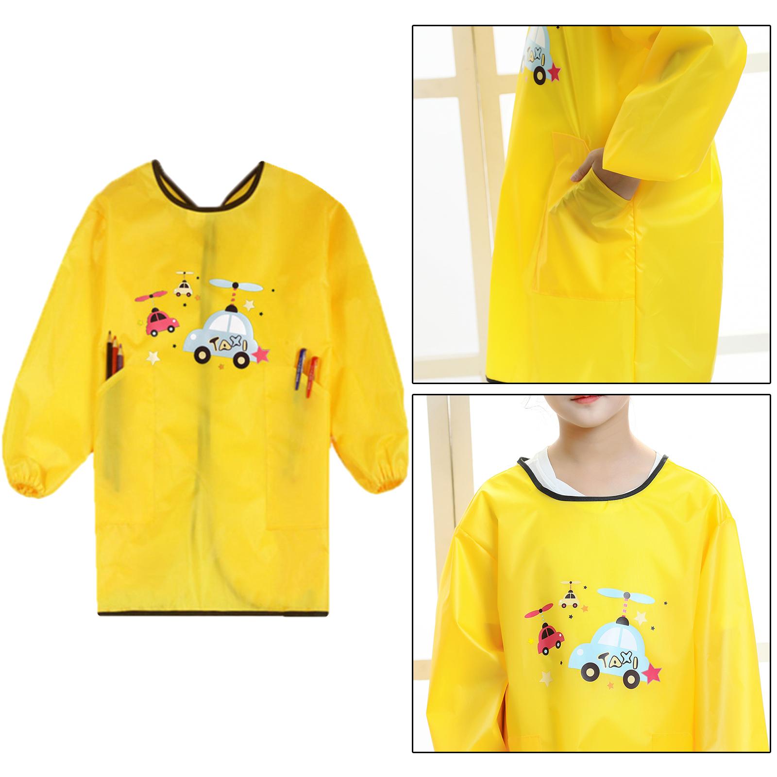 Kids Children Aprons, Craft Art Bib Waterproof Long Sleeve Play Apron Kids Art Smock for Feeding Baking Painting Cooking