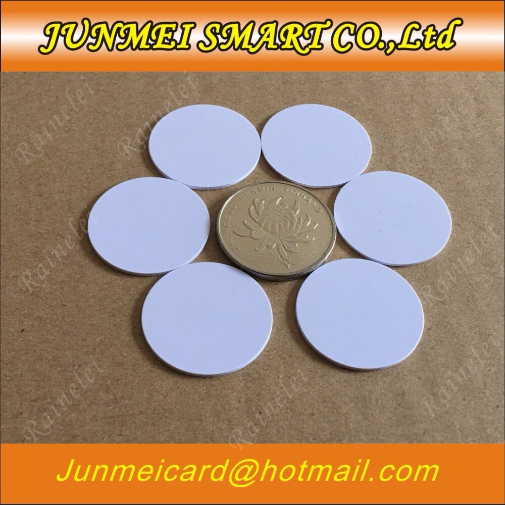 Nfc 215 kort pvc rund tag dia 25mm nfc forum type 2 tag til tagmo højtydende nfc kort