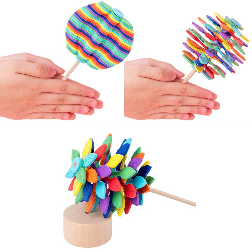 Holzblattförmiger, rotierender Spiral--lutscher zur stressbewältigung, geeignet für freundlicher mit besonderen bedürfnissen und zur linderung von angstzuständen, sensorisches handspielzeug, tischdekoration