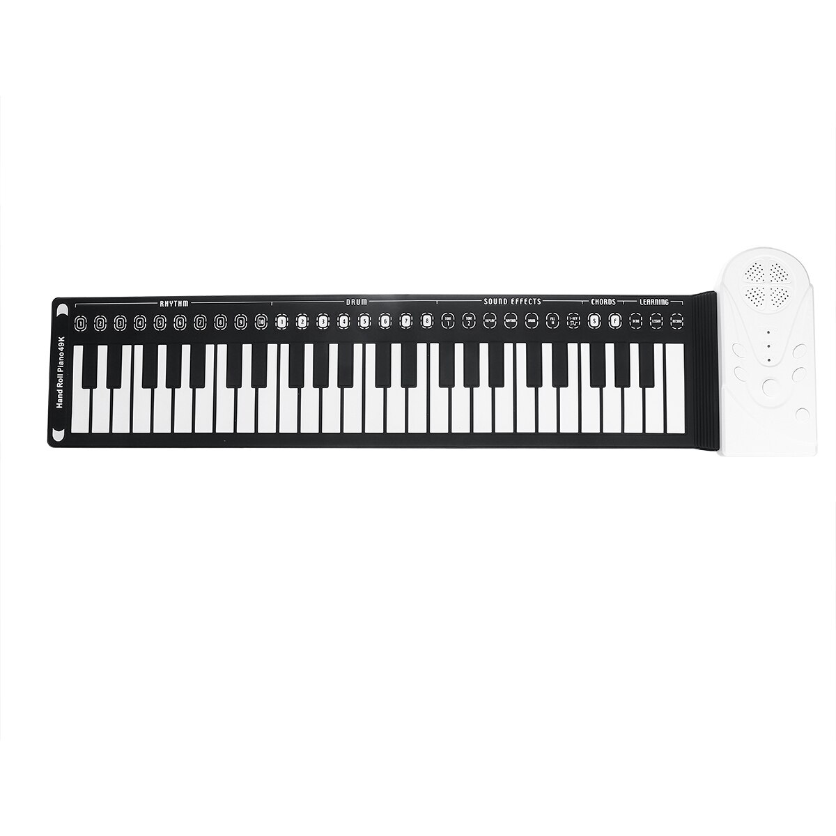 Digital Keyboard Piano Portable Flexible 49 Keys Flexible Silicone Electronic Roll Up Piano Children Toys Built-in Speaker: Pearl White