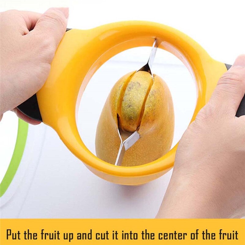 1Pcs Mango Slicer Rvs Mango Cutters Rubber Non Slip Handgrepen Corer Peeler Mango Schil Mes Keuken Accessoires