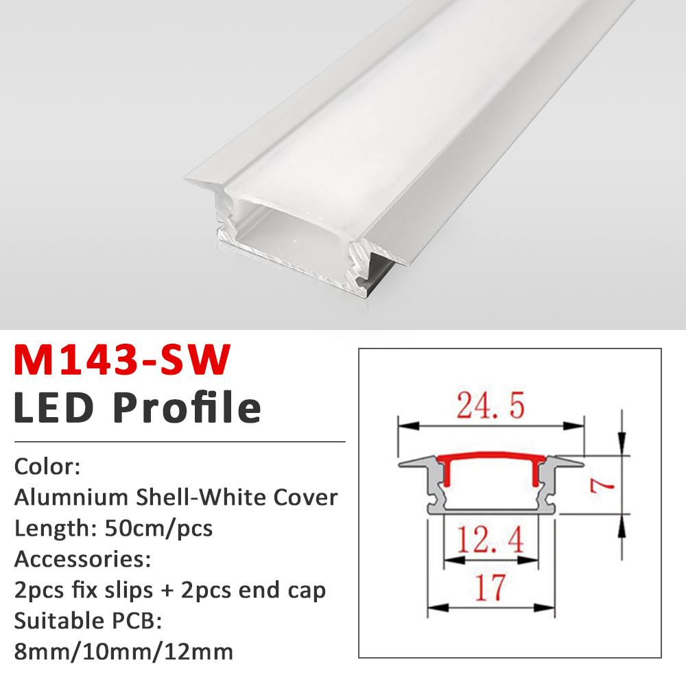 50CM LED Strip Light Aluminium Profile Channel Silvery Black Diffuser PC Cover for 8mm/10mm/12mm Bar Cabinet Linear Lamp Decor: Emitting Color6 / 0.5m