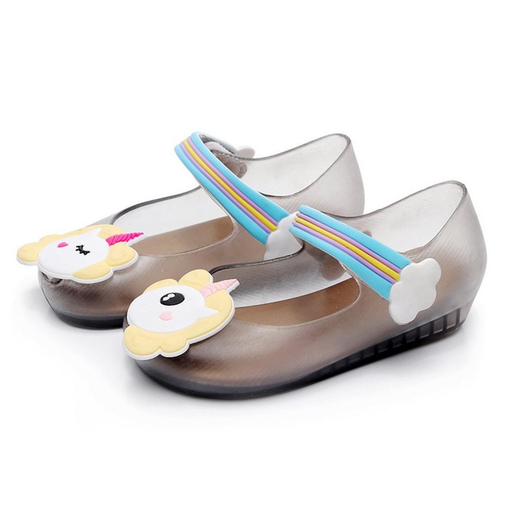 Sandalias de gelatina antideslizantes para niños, zapatos de decoración con cinta de nailon, de princesa, transparentes, suaves y ostentosos para playa,: Transparente / 25