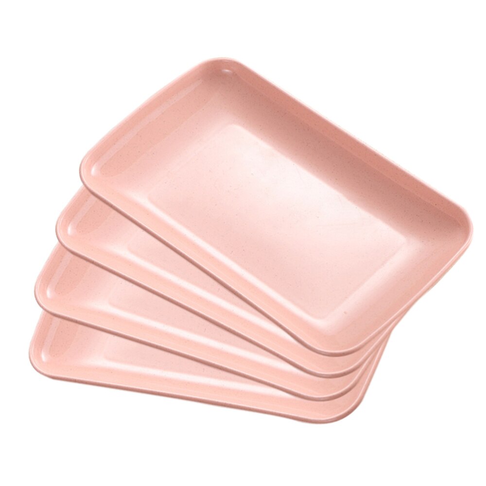 4pcs Dishes Household Dinner Plate Food Plate Microwave Oven Available Eco-Friendly Home Kitchen Utensils Pink Green Blue Beige: Pink