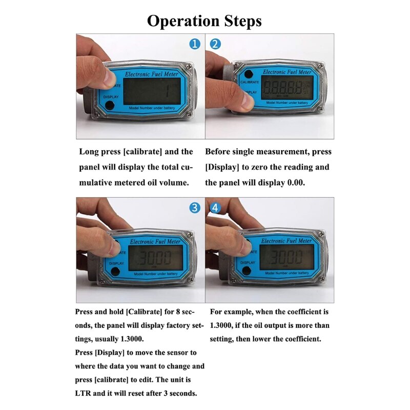 Flussimetro digitale elettronico flussimetro per turbina ad acqua liquida flussimetro per olio combustibile 1.5 pollici 10-100gpm 38-380L/Min