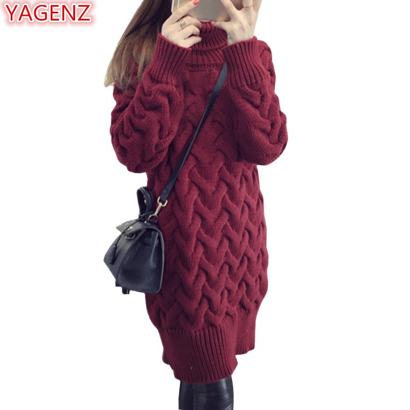 YAGENZ Women Sweaters And Pullovers Autumn Dress Korean Style Women Tops Turtleneck Womens Clothes Striped Sweater 551