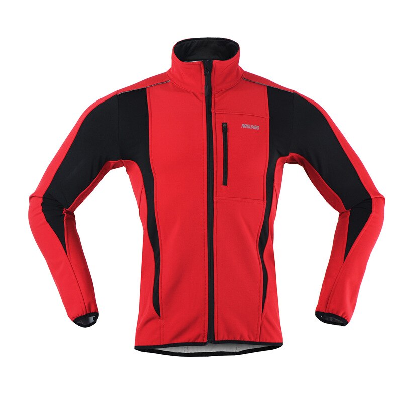 Arsuxeo Reflektierende Winter männer Radfahren Jacke Windjacke Wasserdichte Thermische Vlies Mantel MTB draussen Sport Fahrrad Jacke Kleidung: rot / L