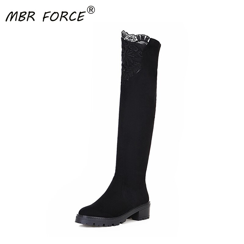MBR FORCE bottines en cuir PU pour femme, bottes chaudes et plates classiques, simples, sans fermeture éclair à la , automne/hiver
