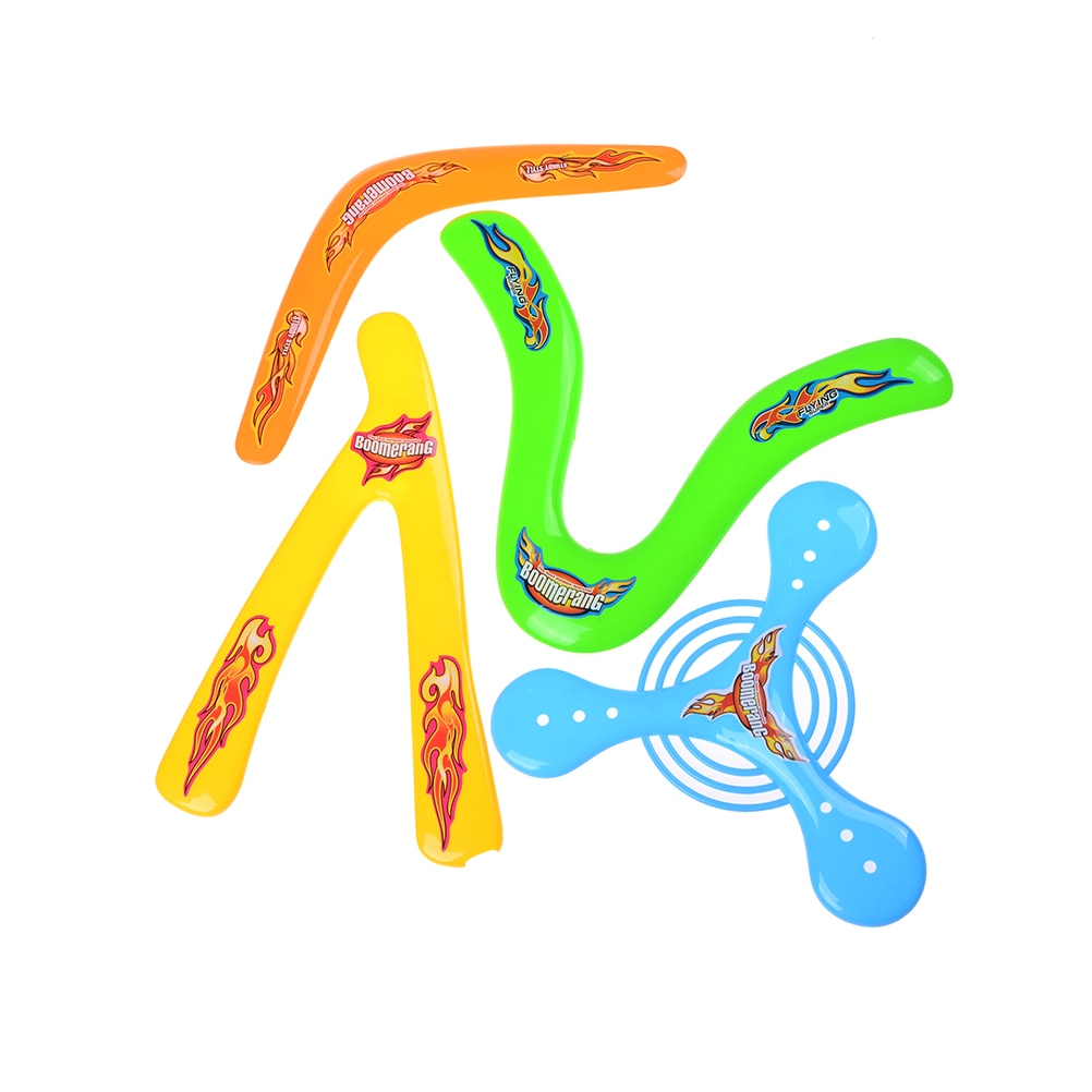 4 former boomerang letvægts tilbagevendende legetøj farverige sportslige throwback plast flyvende børnelegetøj