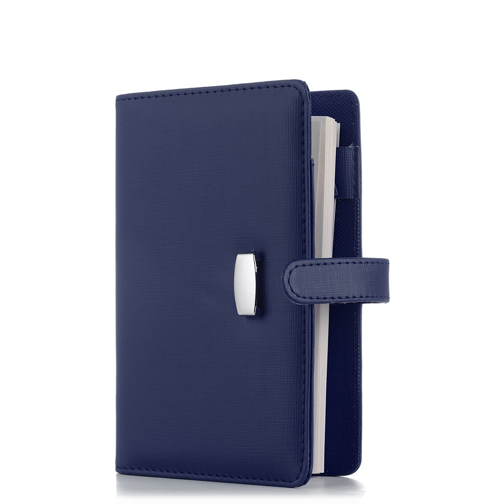 Carpeta de Anillas A6 A7 de PU con Clip, cuaderno de hojas sueltas de cuero, cubierta, Agenda, planificador, organizador, escuela, oficina, papelería: Blue / A7