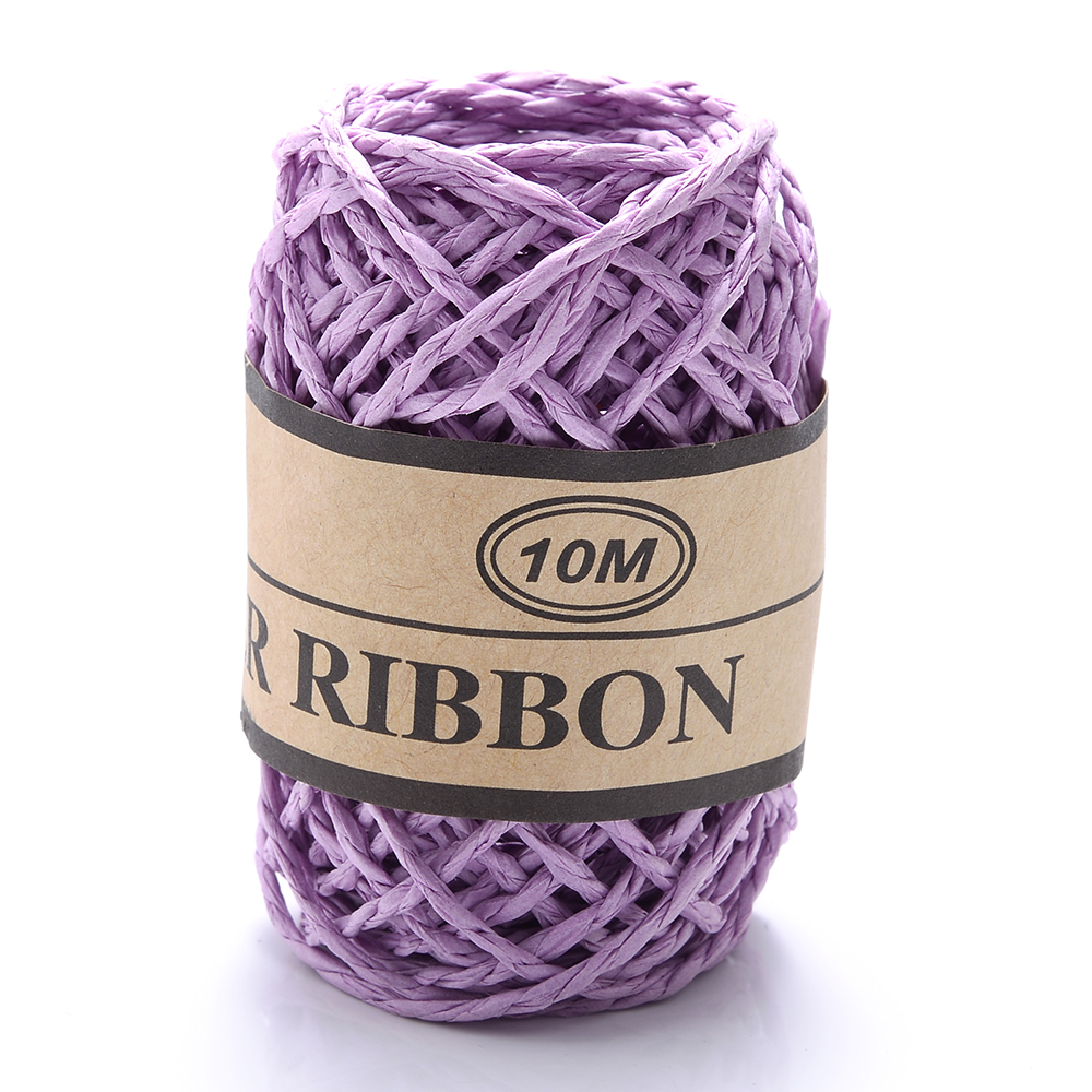 10 meter/rulle raffia papirreb blomsteremballage materiale gør-det-selv håndværk maleri fest bryllup dekoration tilbehør: Lilla