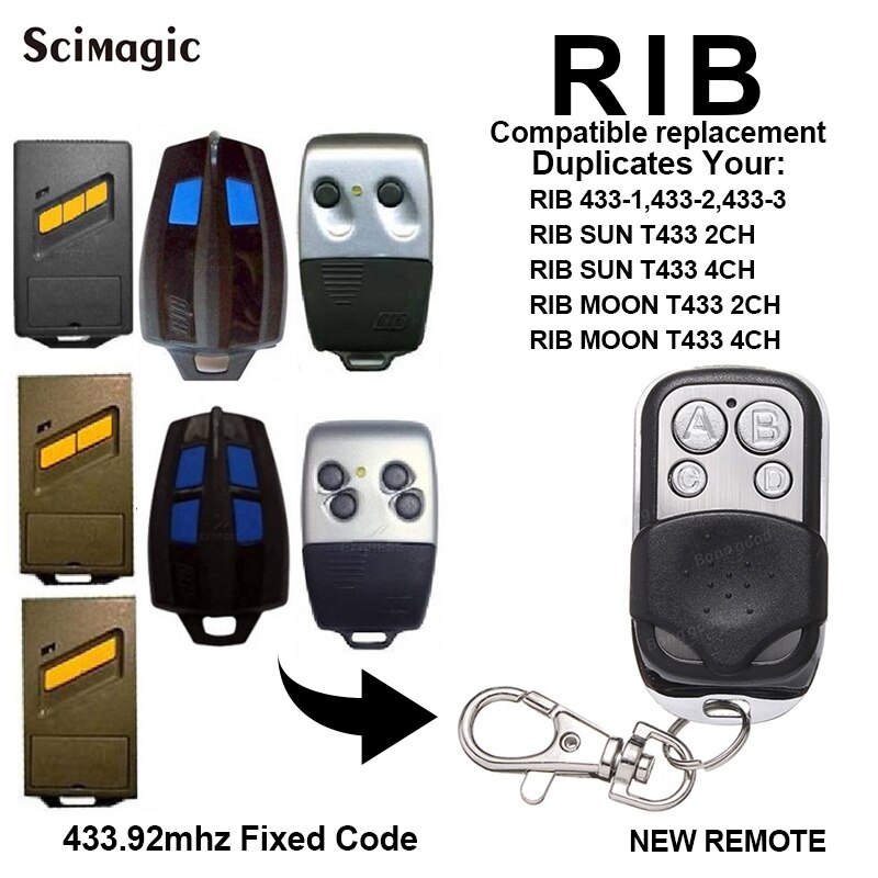 Garage Gate Remote Control Transmitter Command For BENINCA AVIDSEN DEA MARANTEC STAGNOLI ROGER ADYX RIB ELKA TELCOMA 433mhz