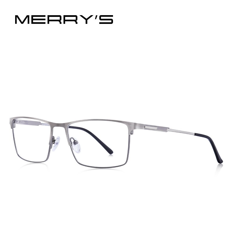 MERRYS-gafas de sol cuadradas para hombre, anteojos Montura de gafas de aleación de titanio para miopía, graduadas, ultralivianas, S2047: C02 Gray