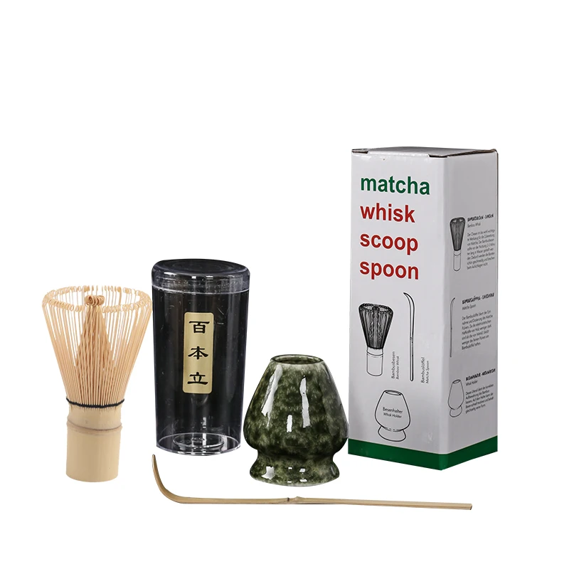 Ensemble de mélangeur matcha japonais en bambou, fait à la main, cuillère à café, agitateur