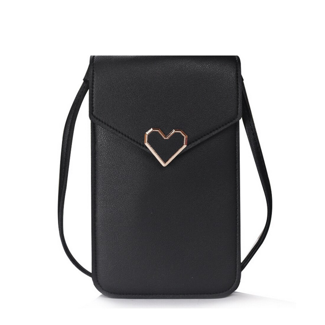 Touch Screen Mobiele Telefoon Purse Smartphone Portemonnee Lederen Schouderband Handtas Vrouwen Tas Voor Iphone X S10 Huawei P20: black
